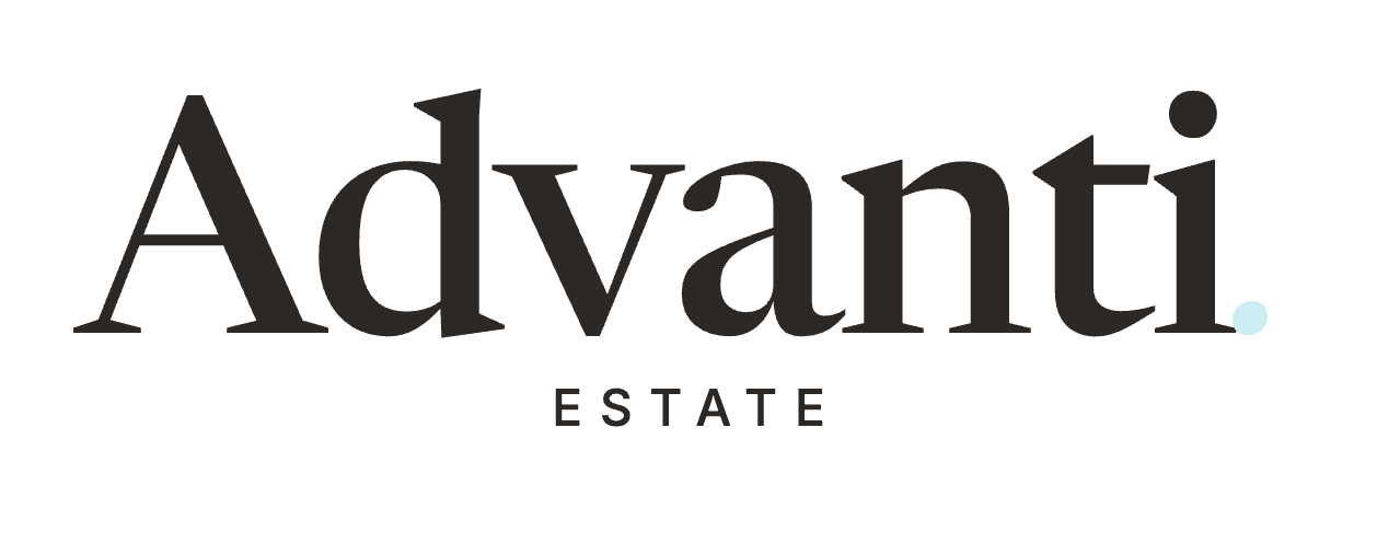 Advanti Estate ordmerke, mørk, transparent bakgrunn